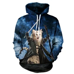 Sudadera con capucha de manga larga para hombre, suéter con estampado 3D de gato, estrella, Animal, Top individual