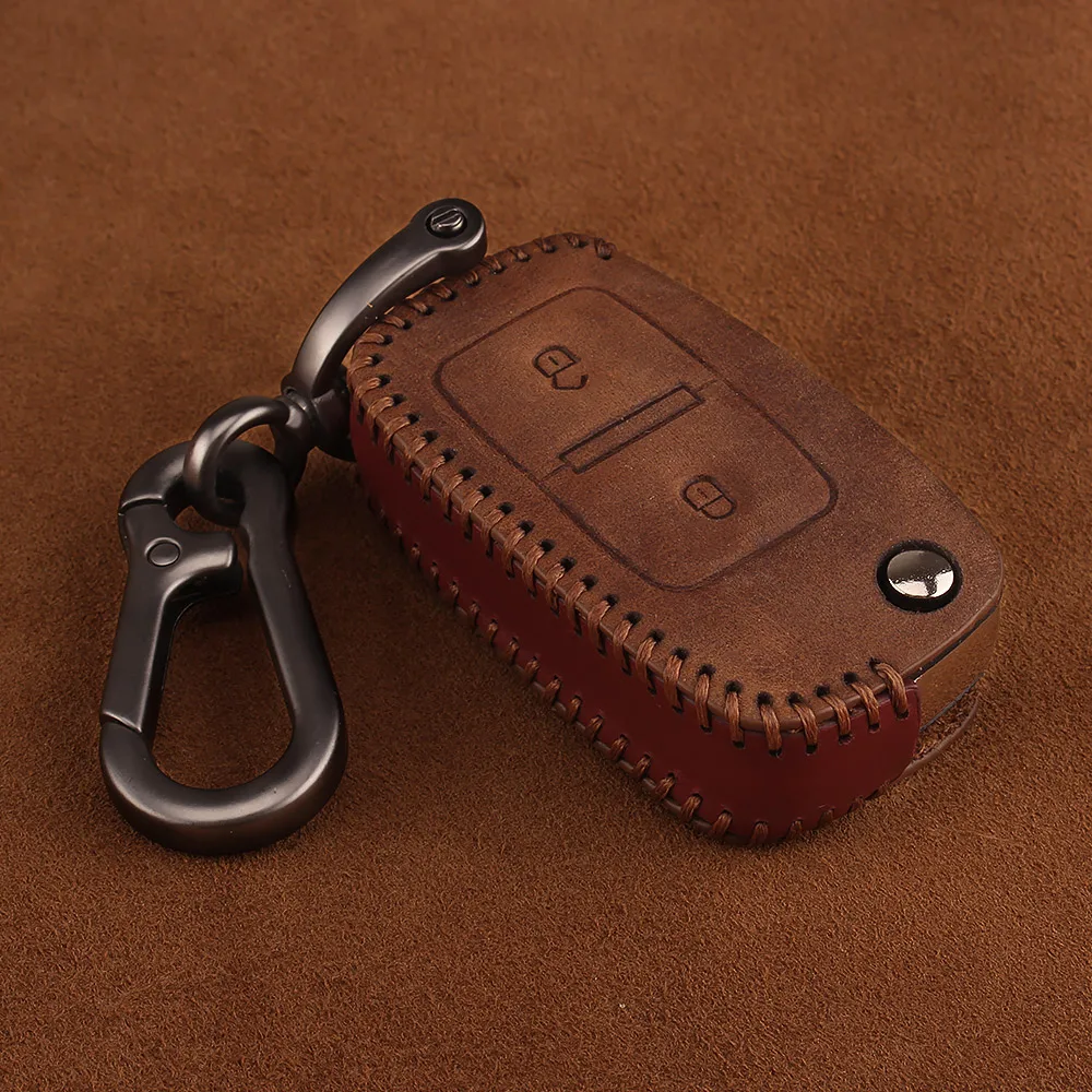 Кожаный чехол KEYYOU для ключа с дистанционным управлением кнопкой 2/3 Volkswagen VW Passat Polo