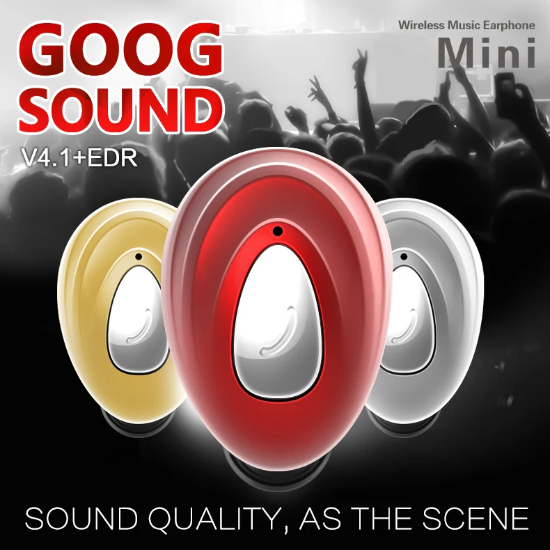 Mini Wireless Earphone Bluetooth V4.1 EDR Stereo Earphones Connect Two Devices Unilateral Hands Free Sport Music Play Headset