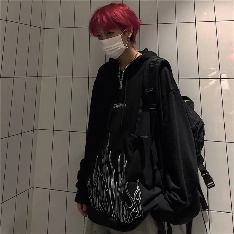 Lychee/Женская толстовка с капюшоном и вышивкой в виде пламени для девочек сезон