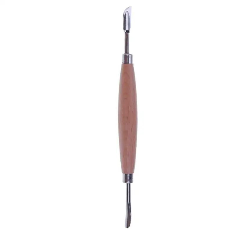 2pcs Wooden Handle Stainless Steel Pottery Shapers Carvers Clay Tools