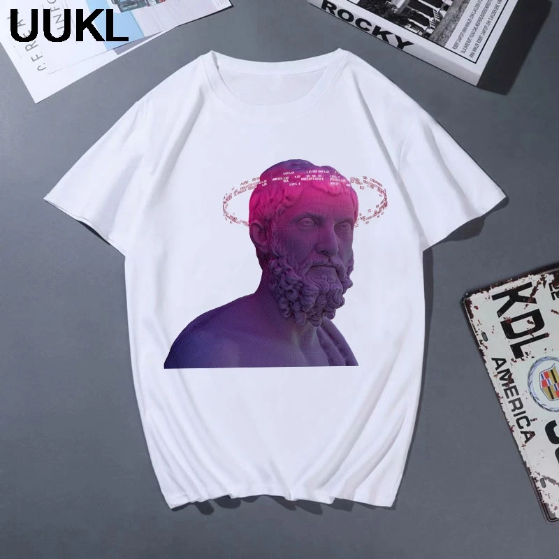 Camisas Mujer 2020 летняя мода вапорволна футболка Харадзюку микеланжело надпись