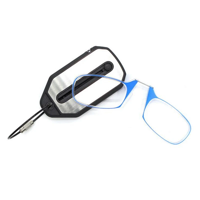 GSjiaxin клип нос очки для чтения лупа для мужчин мини складные очки для чтения женщин легко носить с корпус-брелок для ключей - Цвет оправы: Blue