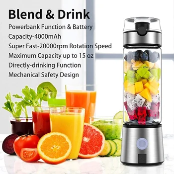 

Smoothie Blender, Personal Blender, Rechargeable Portable Blender Juicer Cup, Multifunctional Small Blender for Shakes and Smoot