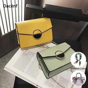 

Solid Color PU Leather Crossbody Bags For Women 2020 Chain Shoulder Messenger Bag Female Travel Handbags and Purses