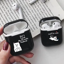 Мультяшный черный чехол для AirPods милый чехол жесткий пластиковый Bluetooth защитный чехол для наушников для Apple Airpods 1/2 чехол Despise Cat