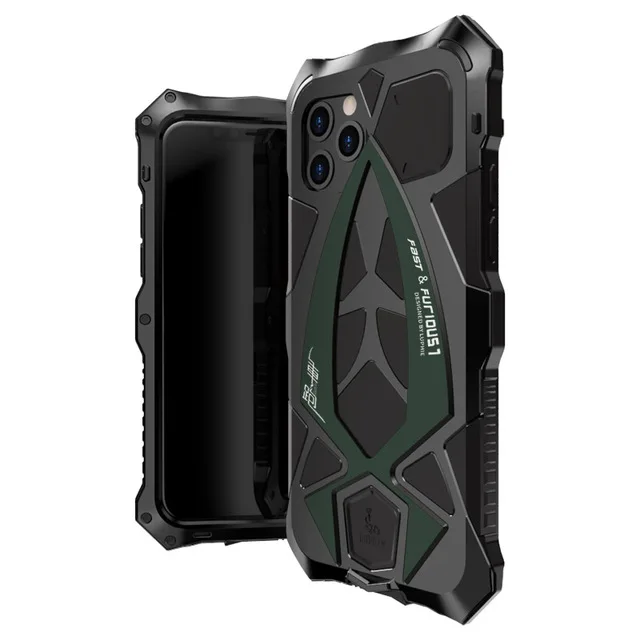 Алюминиевый металлический чехол для телефона для iPhone 11 Pro Max гибридная Противоударная крышка бронированный металлический чехол для iPhone 11 Pro защитный чехол s - Цвет: Black Green