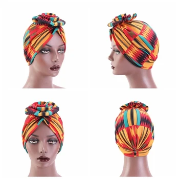 

58cm Hair Caps Women Hat Bohemia Style Turban Flower Hijab Caps Beanie India Hat Muslim Scarf Night Sleep Cap Hair Styling Tools