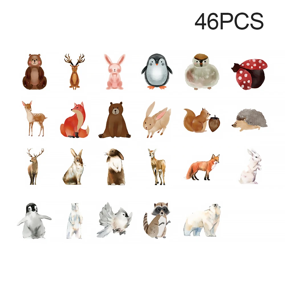 46pcs/Set Cute Animal Stickers Lovely DIY Paper Sealing Sticker Hand Account Diary Albums Decoration Baby Toys | Дом и сад