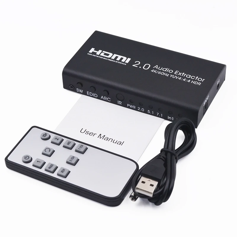 HDMI2.0 аудио экстрактор сплиттер 2in 1out 4K@ 60Hz YUV 4:4:4 HDR для HDTV dvd-плеер, Blu-Ray плеер, сетевой плеер, телеприставка B