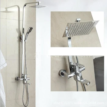 

Rain Shower Set Ultra-thin Square Top Copper Shower Faucet Set