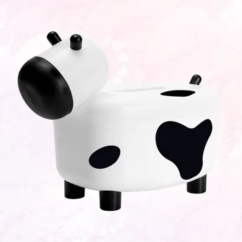 

1 Pc Cattle Shape Dual-Use Tissue Box Creative Tissue Holder Toothpick Box Cute Napkin Container (White Black)