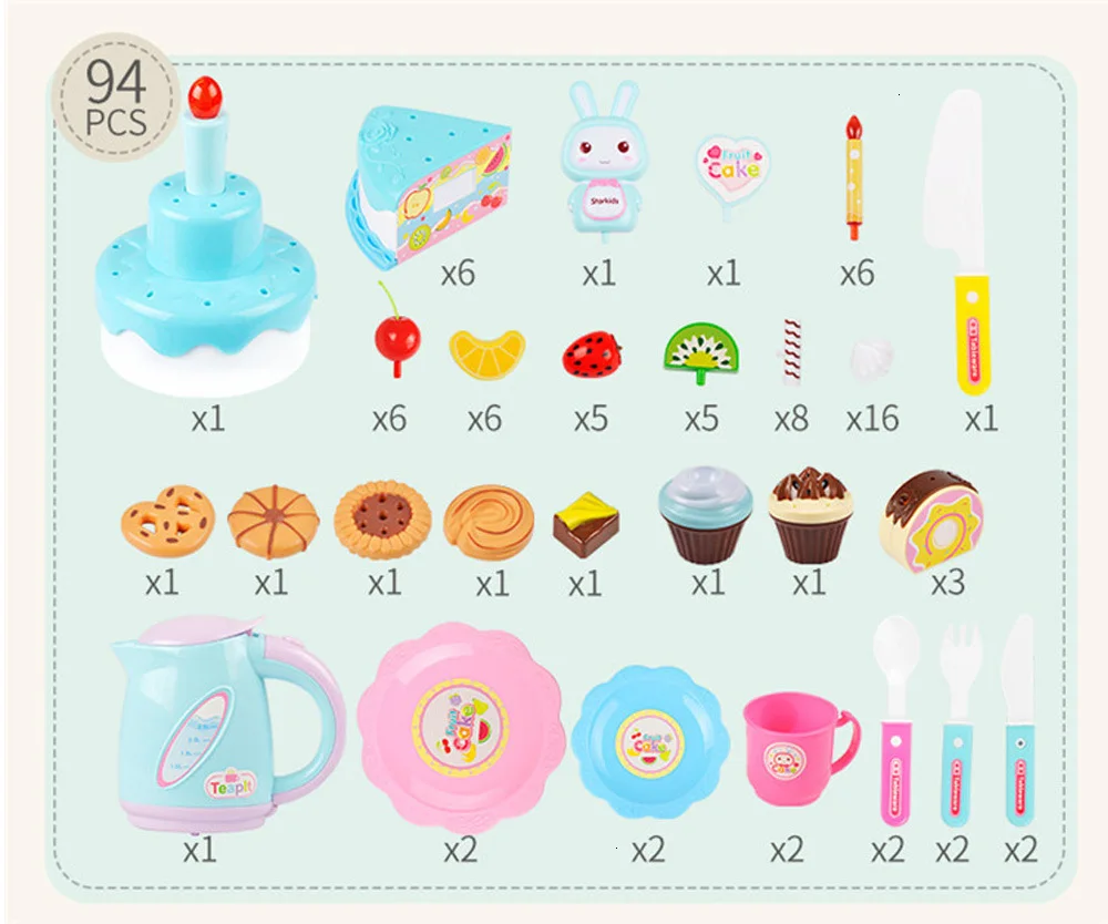 37-94 шт набор ролевых игр шоколадное разрезание торта ко дню рождения кухонная игрушечная еда Cocina De Juguete игрушка для девочек подарок для детей DIY