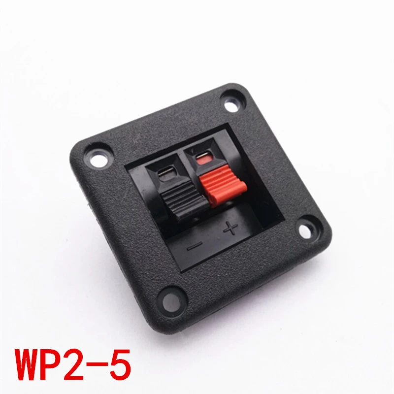 

2pcs WP 2 Pin Speaker Amplifier Wire Clip Audio jack Socket WP2-5 2Port terminal box stage terminal clamp speaker square Power