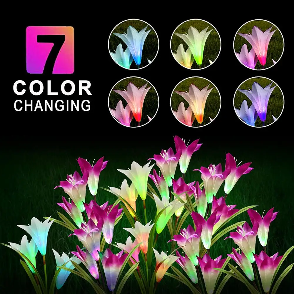Солнечный свет сада Открытый водонепроницаемый 7 цветов изменить светодиодные