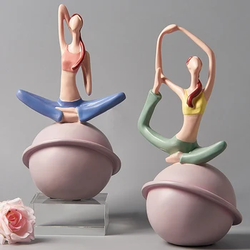 

scandinavian yoga figurine sculpture girl desk decorations nordic statue modern art statuette living room desktop accessories
