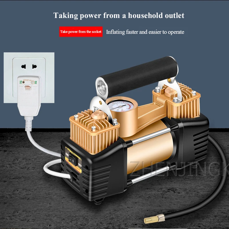 

220v Electric Inflator High Pressure Double Cylinder Household Car Inflator Car Tire Refill Bicycle Inflator Inflatable Tool New