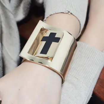 

MANILAI Punk Cross Statement Cuff Bangle Bracelet For Women Exaggerate Costume Bracelet New Design Jewelry 2020