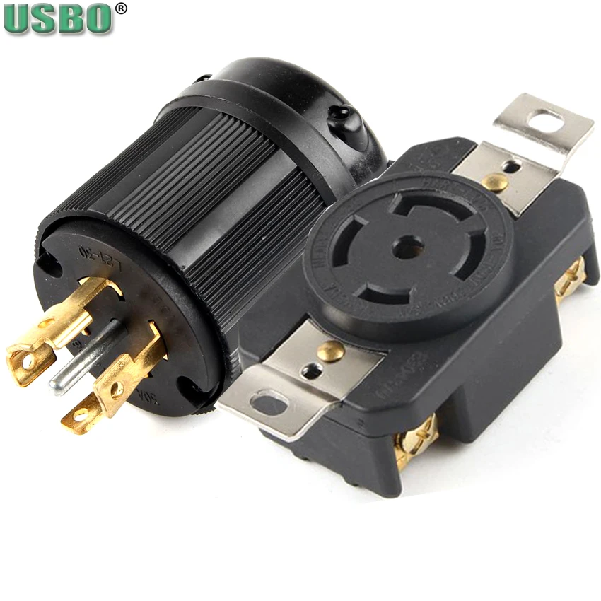Черный UL 30A 120 V-208 V(Национальная ассоциация владельцев электротехнических L21-30P промышленности Поворотный замок питания стандарта 4) штепсельная полюс Панель розетка разъем мужской женский проводной разъем