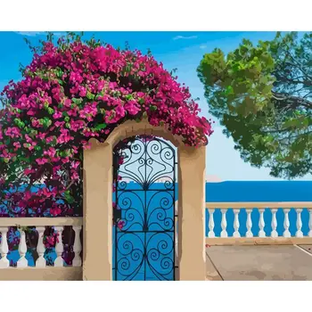 

Gatyztory Seaside Landscape DIY Painting By Numbers HandPainted Oil Painting Canvas Colouring Home Decor 60x75cm