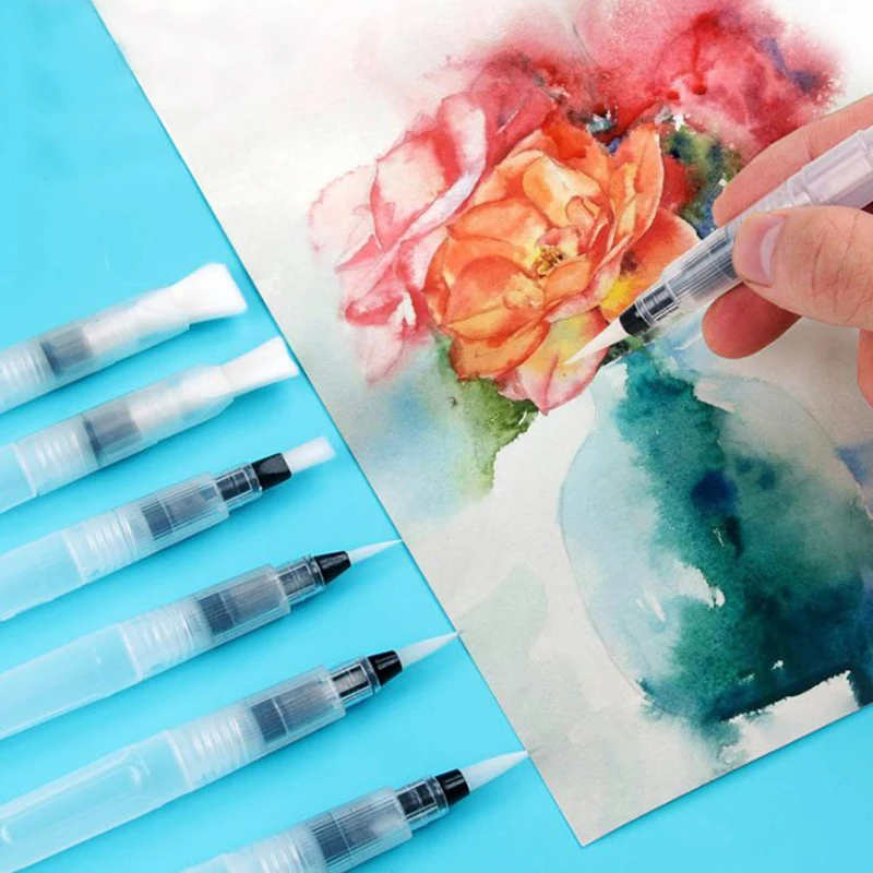 6Pcs/Set Refillable Paint Brush Water Color Brush for Painting Calligraph Drawing Art Supplies