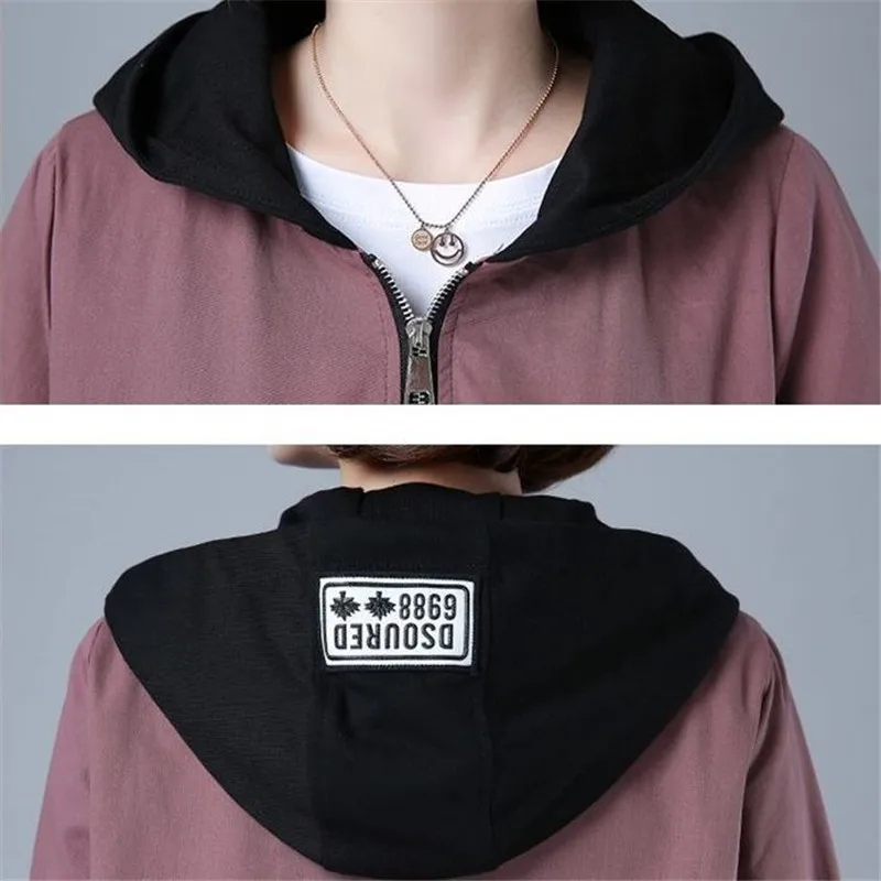 2021 New Autumn Women Jacket Casual Basic Coat Pocket Zipper Jackets Long Sleeve Female Windbreaker Loose Hooded Outwear C-37