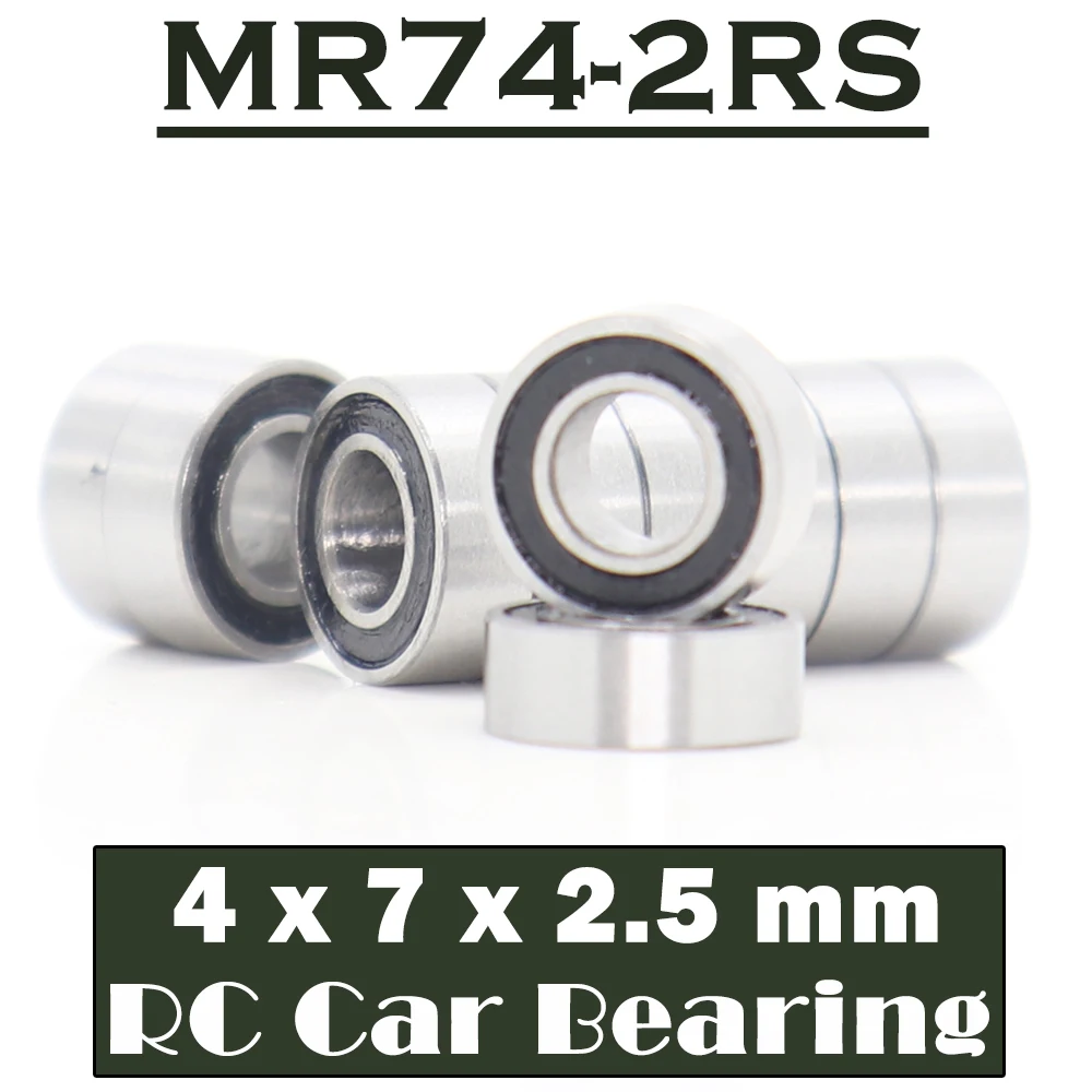 MR74RS Bearing ( 10 PCS ) 4*7*2.5 mm ABEC-7 Hobby Electric RC Car Truck MR74 RS 2RS Ball Bearings MR74-2RS Black Sealed 10pcs s695 2rs 5x13x4mm hybrid bearing 695 s695c rs abec 7 5 13 4 abec 7 rc car