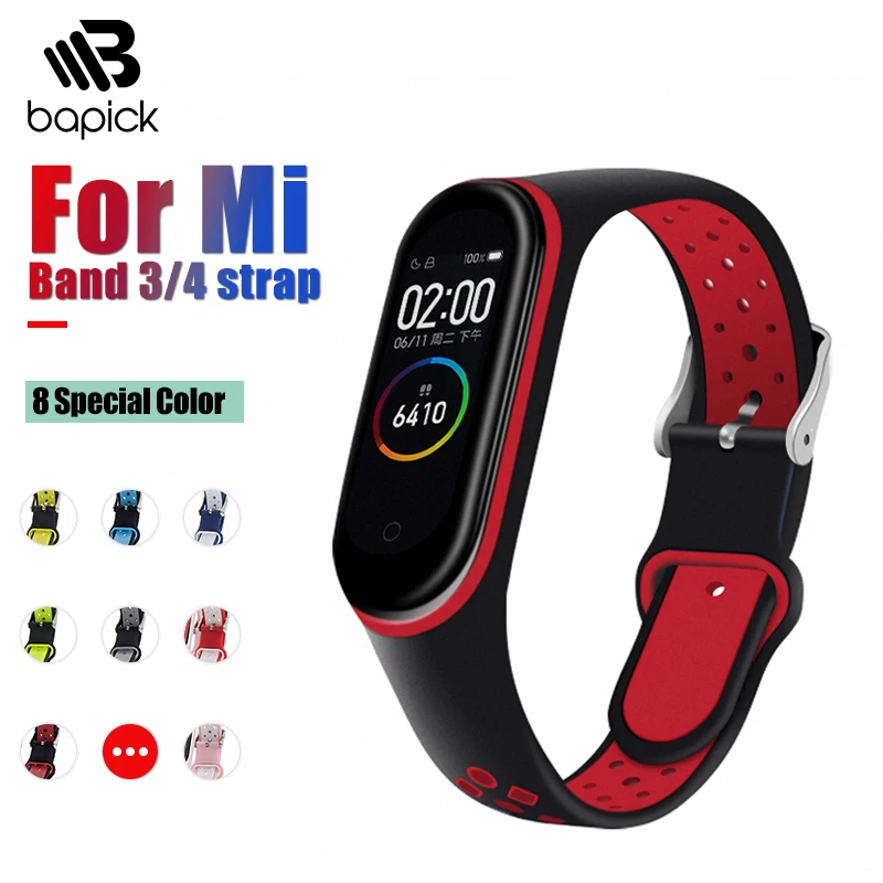Силиконовый спортивный ремешок BAPICK для Xiaomi Mi Band 4 3 смарт часов аксессуары
