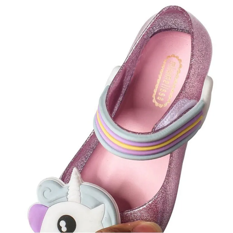 Mini Melissa/; прозрачные сандалии в виде единорога; обувь для девочек; зимняя прозрачная обувь; сандалии в стиле даргона с открытым носком для девочек; нескользящие детские сандалии для малышей
