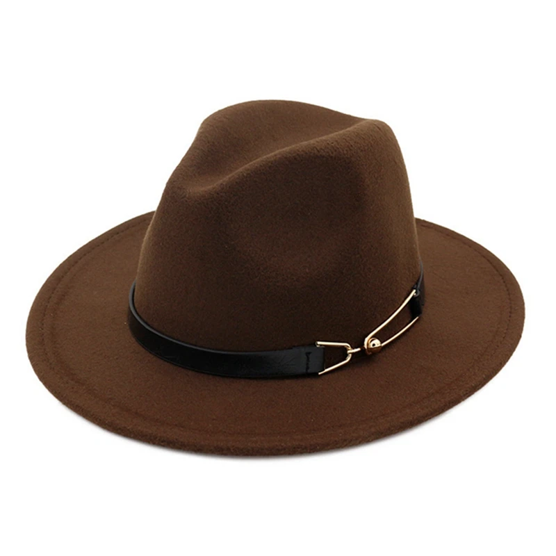 Женская Фетровая Шляпа Fedora, зимние шляпы с широкими полями, осенняя мода, церковная женская имитация шерсти, мужская фетровая шляпа
