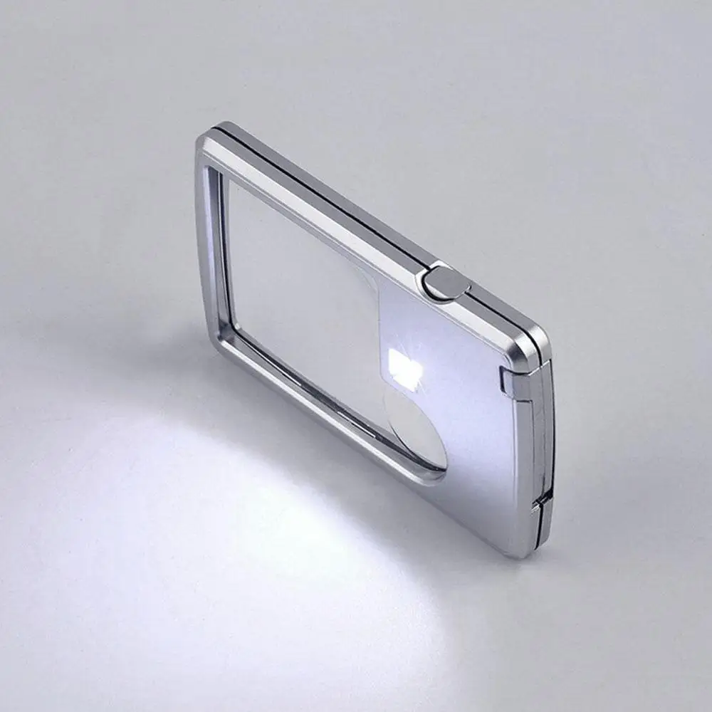 3X 6X Лупа Кредитная карта глаз Стекло квадратный микроскоп со светодиодной