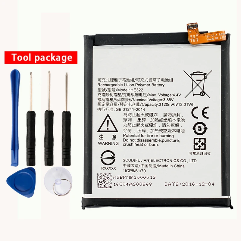 

Original HE316 phone battery For Nokia 6 TA-1000 TA-1003 3000mAh