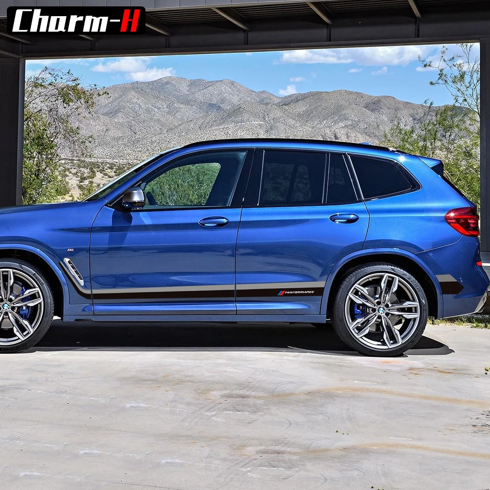 Car Styling Door Side Stripes Skirt Racing Sticker M Performance Body Decal For BMW X3 M G01 F25 Stickers Accessories