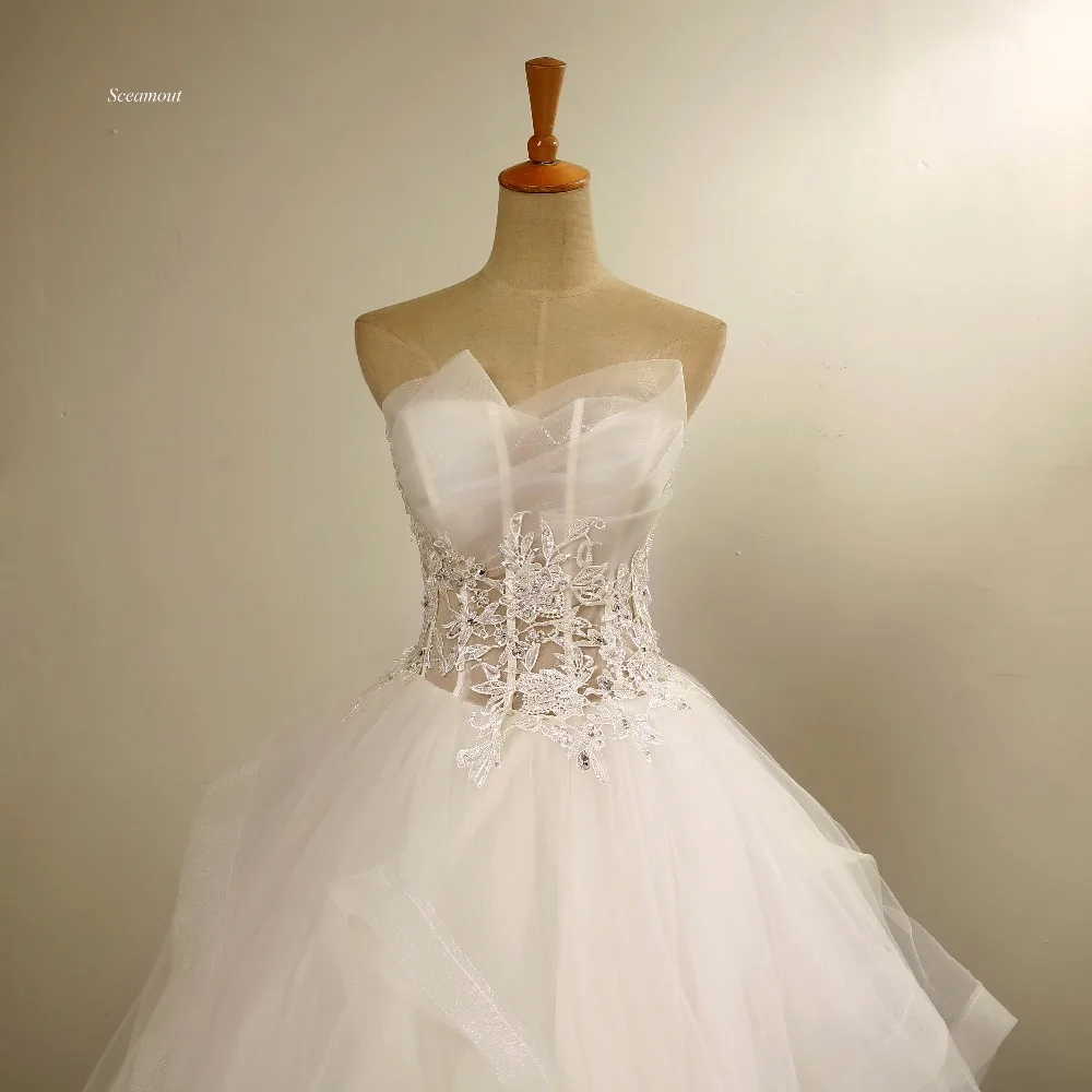 Robe De Mariage Vestido De Noiva Милая кружево принцесса бальное платье оборками органза Белая/цвета слоновой кости свадебное платье
