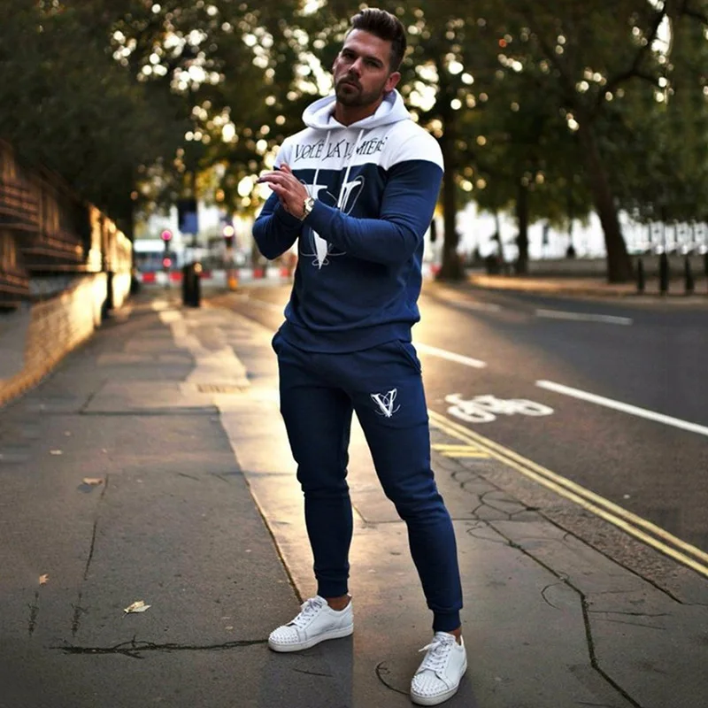 Cheap Men NEW sporting suits mens fashion tracksuit men training fitness Men's Sportswear Suit Hoodies Tracksuit Joggers Set Male Suit