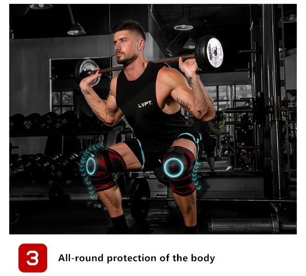 New Compression Belt Knit Sports Knee Pads Badminton Running Fitness Knee Pads Outdoor Climbing Knee Pads Red And Black