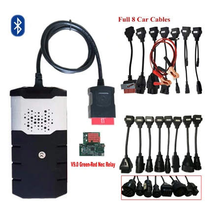 

2019 new v9.0 board vd ds150e cdp with bluetooth 2016.R0/2015.R3 OBD2 Scanner tool for delphis +full 8 car / truck cables.