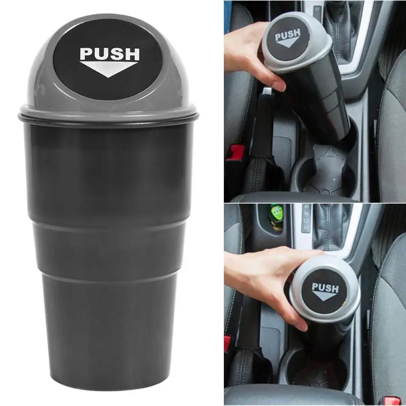 HITECHLIFE HETICHLIFE Car Mini Dustbin Car Storage Box Trash Can Interior Accessories Black//Blue