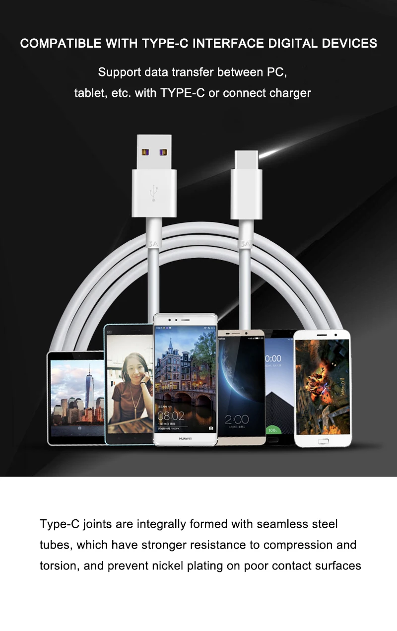 Huawei 5А супер быстрая зарядка тип-c вспышка зарядка линия данных пробная Mate20 10 9ProP30 P20 P10 glory V20 V10 Android nova4