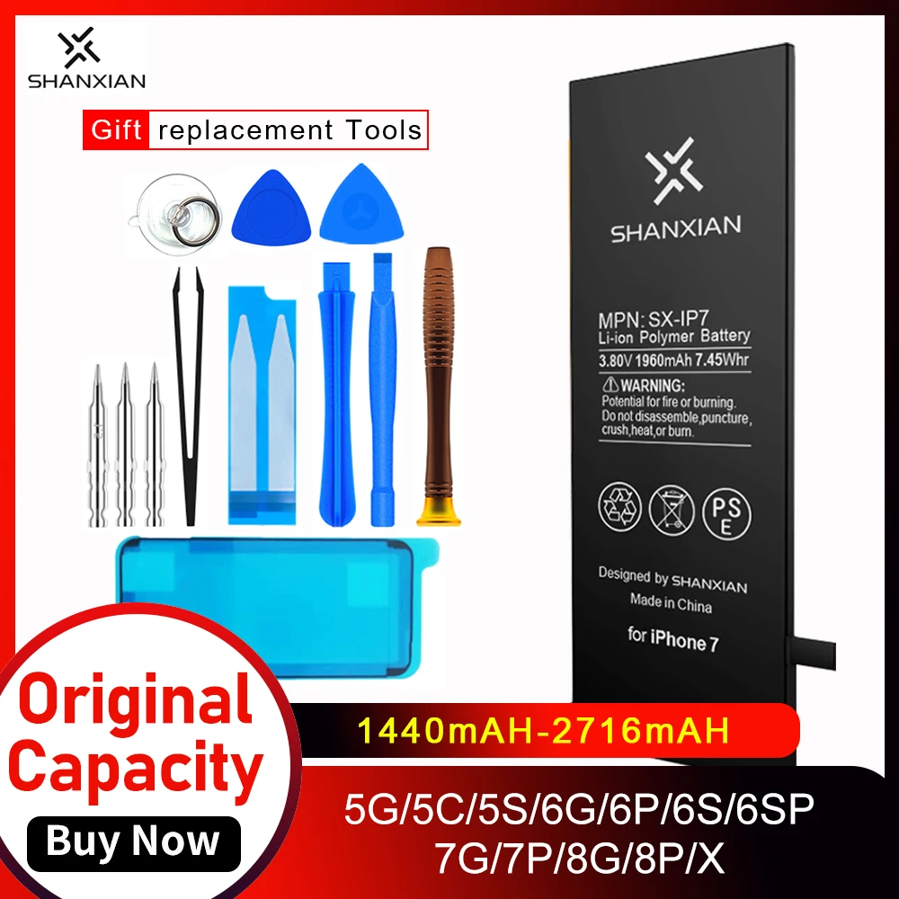 

SHANXIAN Replacement Li-ion Battery for iPhone X XR XS Max with Opening Tool Kit
