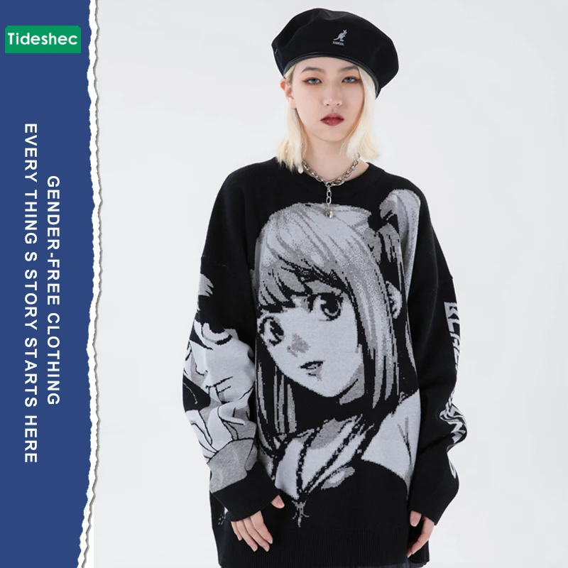 Knitted Sweater Streetwear-Harajuku Hip-Hop Anime-Girl Vintage Mens Japanese Retro New
