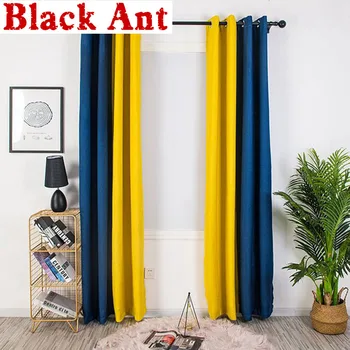 

Nordic Cotton and Linen Blackout Curtains Bedroom Pure Color Splicing Meteor Hemp Curtain for Living room Window Decor X768#4