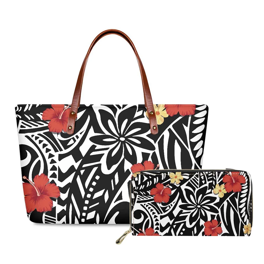 Hycool Casual Travel Bags Set Polynesian Tribal Hawaii Flower Print Brand Bags Cheap Large Big Women's Travel