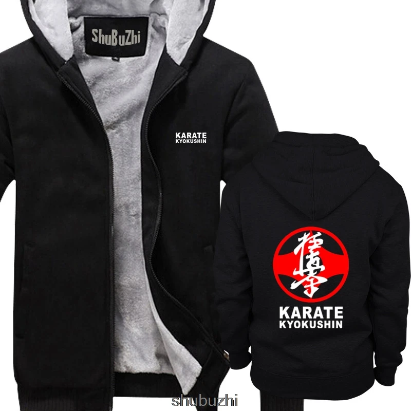 Karate Kyokushin Symbol Japan Martial Art thick hoody Men warm coat Cool Casual hoodie men New shubuzhi sweatshirt sbz3081 - Цвет: thick black