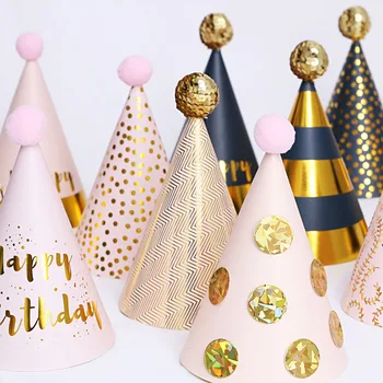 

Kids Birthday Hat Happy Birthday Paper Hats Cap Prince Princess Crown Party Decoration for Boy Girl Birthday Party Decorations