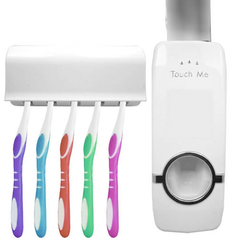 

Bathroom Accessories Set Tooth Brush Holder Automatic Toothpaste Dispenser Holder Toothbrush Wall Mount Rack Bathroom Tools Set