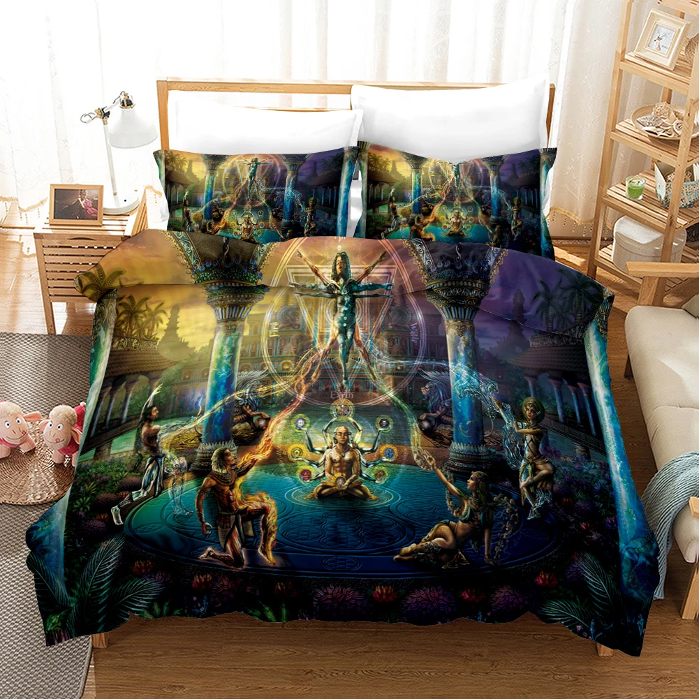 Bedding Set 3D People Seven Chakras Buddha Duvet Cover Set for Adults Queen King Twin Size Home Textiles Luxury Pillowcase