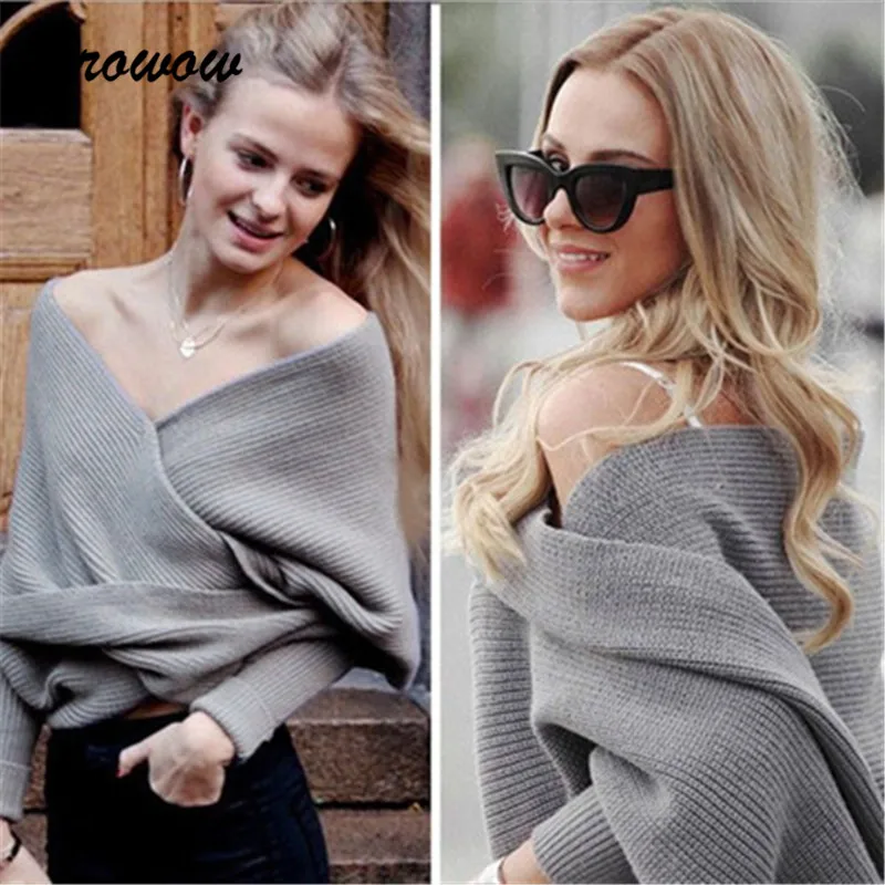 V Neck Women Knitted Sweater Wrap Knitwear Scarf arrival Sweaters Tops Female Jumper Shawl | Женская одежда