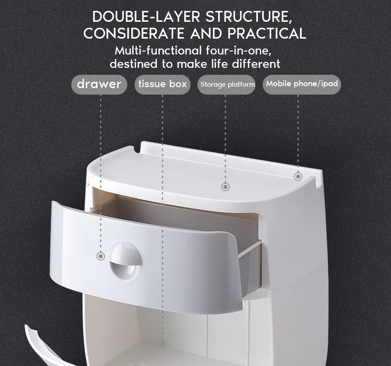 Креативный пластиковый держатель для туалетной бумаги для ванной комнаты, настенный держатель для туалетной бумаги, двухслойный диспенсер, коробка для хранения бумаги