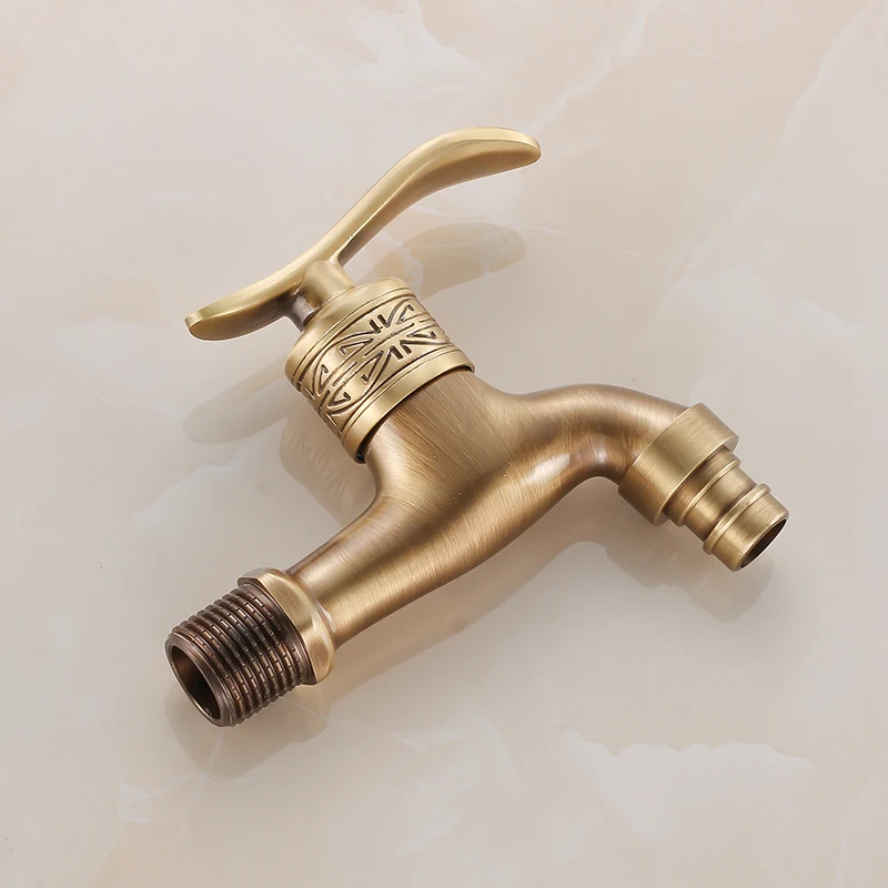 Vidric Bibcock Faucet Long Garden Crane Antique Brass Bathroom Mop Sink Faucets Wall Mount Washing Machine Water Taps Garden 170